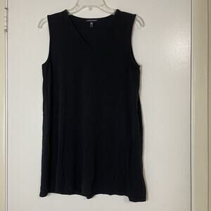 EILEEN FISHER black vneck tunic tank stretchy size Small